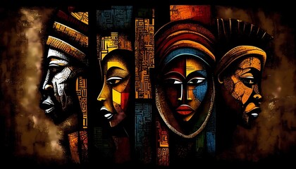 Modern abstract african art. Traditional african painting. Generative AI - obrazy, fototapety, plakaty