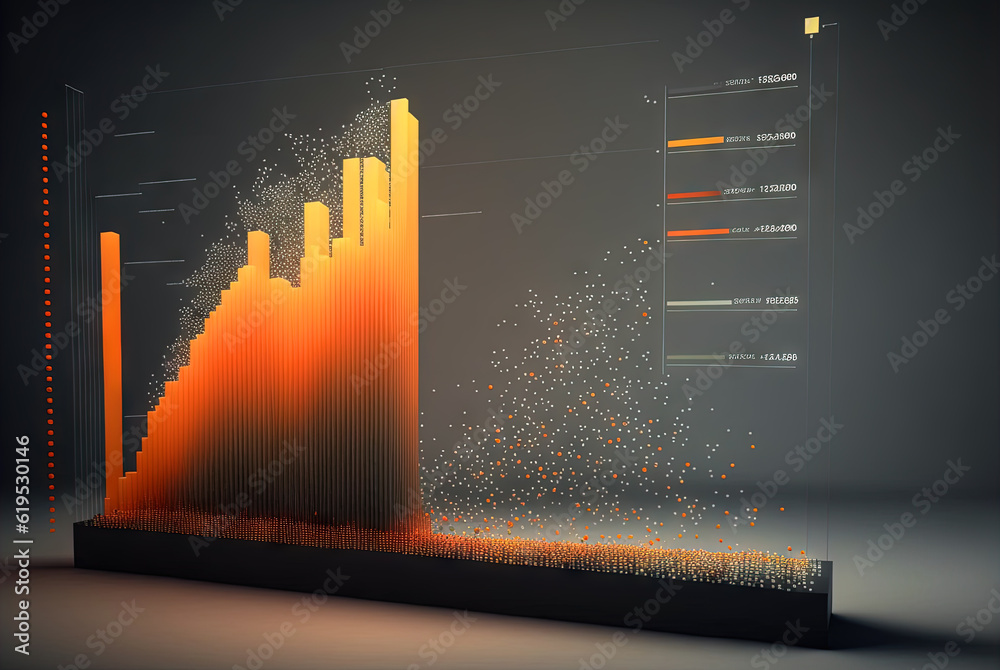 Poster Abstract data graph concept with data clusters and particles. Digital sorting and management concept for business and finance. Generated AI.