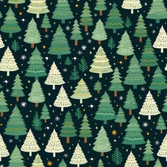 Collection of Christmas trees, modern flat design. Can be used for printed materials - leaflets, posters, business cards or for web Generative AI