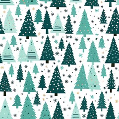 Collection of Christmas trees, modern flat design. Can be used for printed materials - leaflets, posters, business cards or for web Generative AI