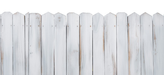 old painted white wooden fence on transparent background, png