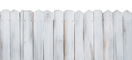 old painted white wooden fence on transparent background, png