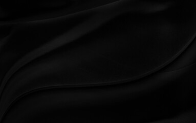Black gray satin dark fabric texture luxurious shiny that is abstract silk cloth background with patterns soft waves blur beautiful.