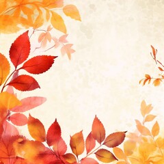 Fototapeta na wymiar Red autumn leaves. Autumn background watercolor painting leaves. generative ai