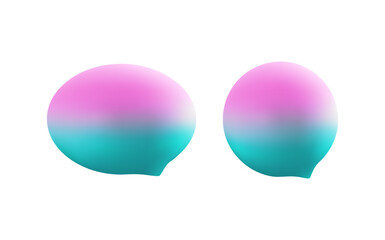 Set of empty colored text bubbles in various shapes.3d speech bubble dialogue balloon.Thought clouds of different shape.