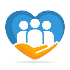 Illustration icon for community care, caring for others.