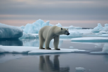 Polar bear on ice, Generative AI