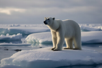 Obraz na płótnie Canvas Polar bear on ice, Generative AI