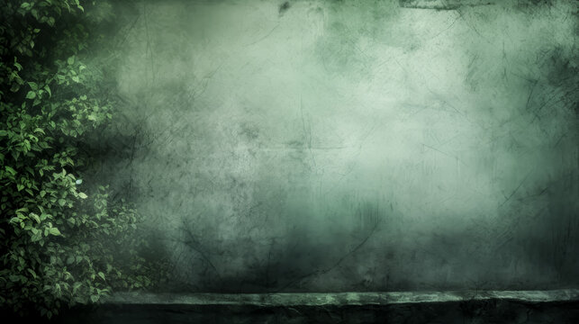 He marvels at the vibrant green background decorated with vines in the picture.