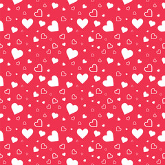 Cute Heart Red White Seamless Pattern Background Vector Illustration