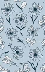 Graceful Floral Outlines created with generative AI