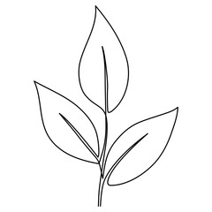 Obraz premium Leaves continuous line drawing. Plant branch one line art. Vector illustration isolated on white. 