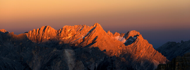 Monte Antelao, evening sunset wiew, South Tirol, Alps Dolomites mountains, Italy	