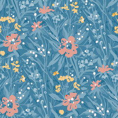 Fototapeta na wymiar Seamless pattern with flowers in doodle style.