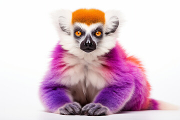colorful lemur on white background