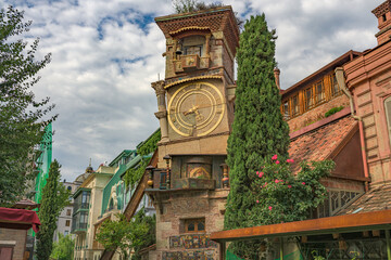 Clock Tower in Tbilisi Georgia  - obrazy, fototapety, plakaty