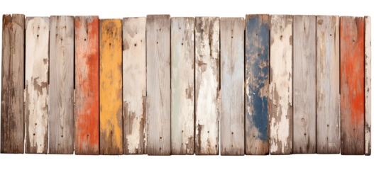 old painted wooden fence on transparent background, png