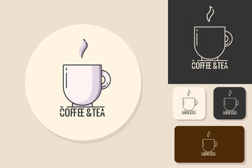 Brand logo vector cup coffee,tea.Icon,print linear