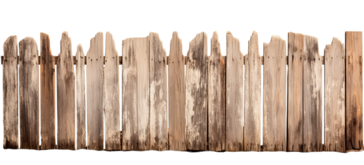 old painted wooden fence on transparent background, png