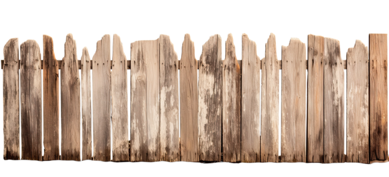 old painted wooden fence on transparent background, png