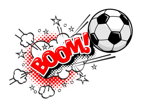 Speech bubble boom hitting ball. Banner, speech bubble, poster and sticker concept.Vector on transparent background