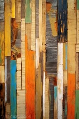 Incorporate wood into abstract painting.