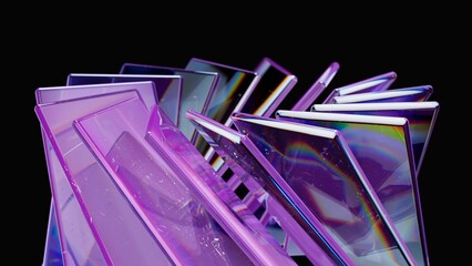 Modern material design concept background. 3d illustration. Glass screens