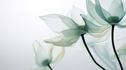 White transparent Lotus Flower on white background. Generative Ai