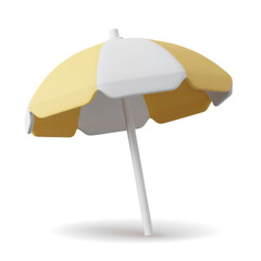 Yellow beach umbrella isolated on white background. Vector illustration in 3d style © tassel78