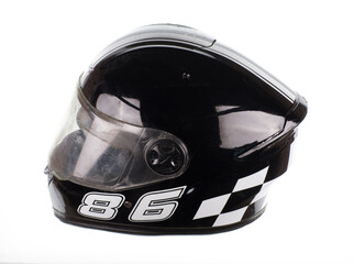 black motorcycle helmet isolated on white background