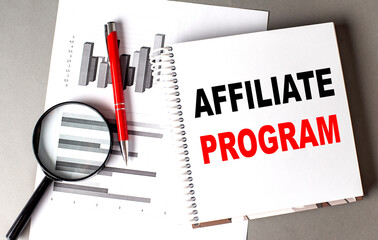 AFFILIATE PROGRAM text written on notebook with chart