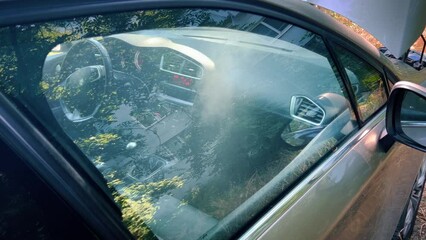 Heavy smoke in the car. Ignition of electrical wiring, threat of fire.