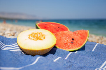 watermelon on the beach