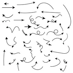 Doodle arrow set, collection of hand drawn elements