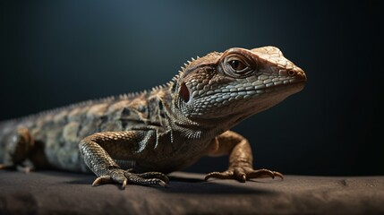 close up of iguana lizard reptile animal green generative ai