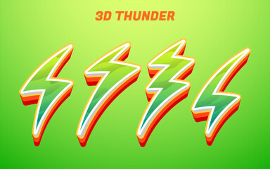 3d thunder bolt fun green vector icon design