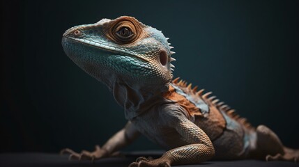 Fototapeta premium close up of iguana lizard reptile animal green generative ai