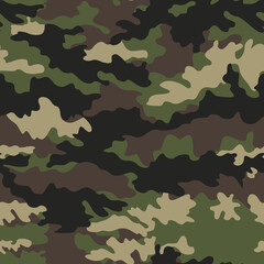 Fototapeta premium Army camouflage pattern, seamless classic background, military uniform texture.