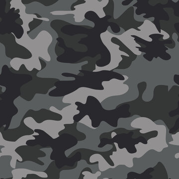 
Seamless gray vector camouflage background, military print pattern, trendy stylish urban design