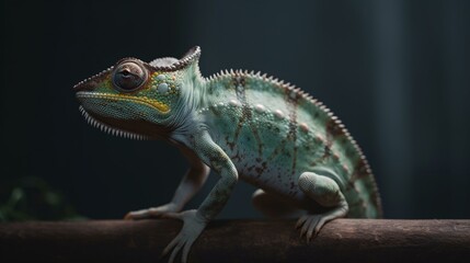 Obraz premium chameleon on a black background lizard reptile animal green generative ai