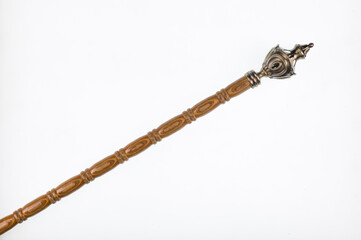 magic wand with wooden handle isolated on white background