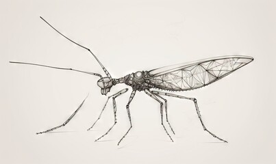  a drawing of a mosquito on a white background with a black outline.  generative ai