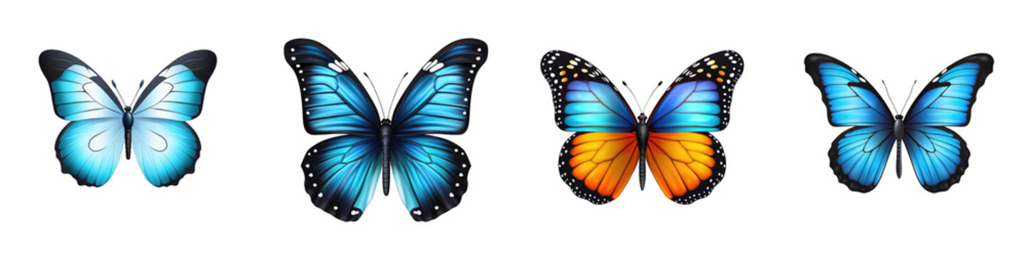 Butterfly clipart collection, vector, icons isolated on transparent background