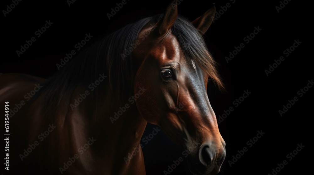 Wall mural portrait of a horse animal brown farm generative ai