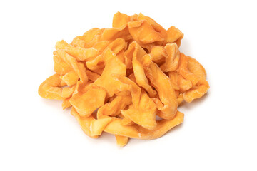 Dried melon slices isolated on a white background.