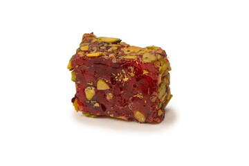 Sweet roll with pomegranate and pistachios, turkish sweets.