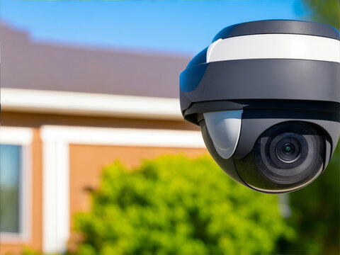 Security camera to protect against burglars and secure property, ai generated