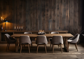 dining table of a big cabin wooden structure 
