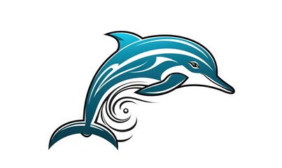 Fototapeta premium a dolphin jumping out of the water with a white background. generative ai