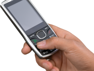 Human hand with old phone